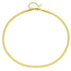 Women 18K Gold 316L Stainless Steel Flat Chain Choker Necklace 16-18″ PE44