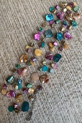 NWT Croft & Barrow Multi Color Sparkly SHELL Extra Long Statement Necklace $36