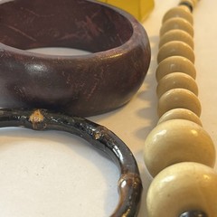 Wood Bead Necklaces & Bangles Chunky Colorful Boho Retro Mixed Jewelry Lot 5 Pcs