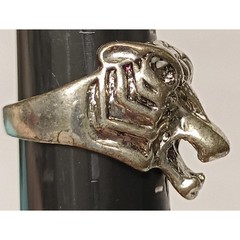 Vintage Tiger Head Ring 11.5 Bold Statement Piece Silvertone Chunky Biker Mens