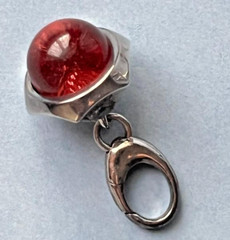 Baccarat B Mania Pink Crystal Charm Sterling Silver Snap-On Bail New w/Gift Bag