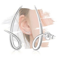 Minimalist Stud Earrings for Women – Sterling Silver Ear Climber Earrings Lig…