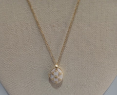 Gold Tone Locket Necklace Round Open Pendant 21″ White