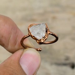 White Topaz Rough Electroformed Adjustable Ring Size Adjustable Copper