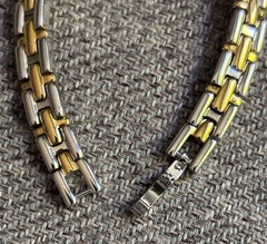 Vtg 80/90s Givenchy Two Tone Panther Link Bracelet 7” Gold & Silver Tone Metal