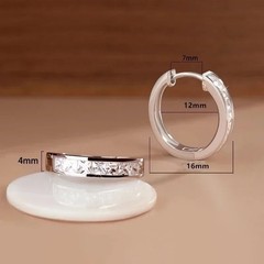925 Sterling Silver Plated Square CZ Huggie Hoop Earrings 16mm Unisex Gift