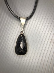 Natural Black Tourmaline Rose Cut Pendant Handmade Gemstone from Afghanistan