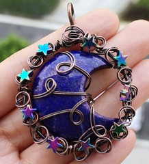 5pcs Lapis Lazuli Gems Moon Star Pendants Magic Reiki Healing Chakra Amulet