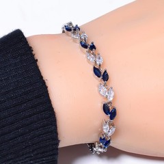 Blue Sapphire & White Topaz – Simulated 925 Silver Tennis Bracelet 7.99″ B29
