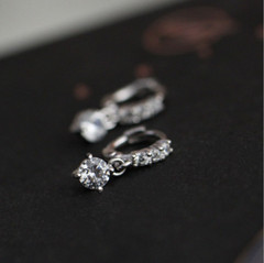 925 Sterling Silver Tiny Children Baby Girl Round CZ Hoop Huggie Earrings PE35
