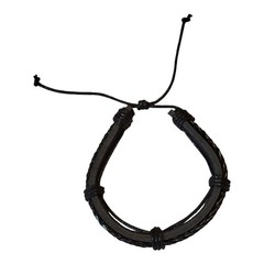 Leather Adjustable Bracelet Black Up To 10″ Punk Gothic Emo Biker
