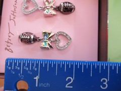 BETSEY JOHNSON Authentic Mismatch Bow Drop Love Football Earrings NIB