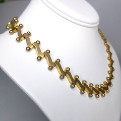 Zig Zag Statement Necklace Flat Barbell Gold Tone 18 In L x 1/2 In Clasp Closure