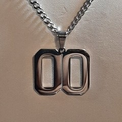 #00-#49 SPORTS FOOTBALL NUMBER Pendant Charm / 18″-24″ STAINLESS CHAIN NECKLACE