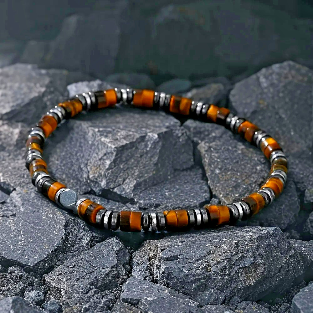 Tiger Eye Hematite Beads Healing Protection Strength Gemstone Men’s Bracelet New