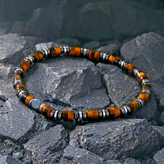 Tiger Eye Hematite Beads Healing Protection Strength Gemstone Men’s Bracelet New