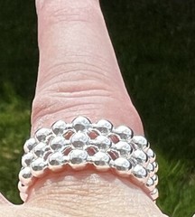 3 Tier Bubble Ball Ring Open Size No Silver Stamp? Selling As Costume Jewellery!