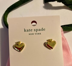 TWO PAIRS – Kate Spade Signature Spade Gold Stud Earrings With Pink Dust Bag NWT