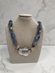Clara Williams Large Grey Pearl Wildflower Centerpiece- No Necklace