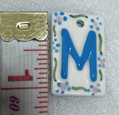 Ceramic Handmade M Initial Pendant 1”