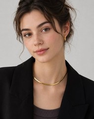 Gold or Silver Flat Herringbone Chain Choker Necklace 40cm + 4cm Extender