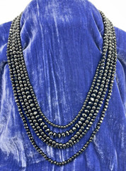 LOFT Multi Strand Black Glass Beaded Faceted Beads Boho Retro Necklace 24”