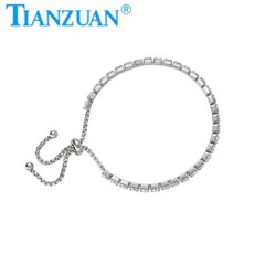 Stainless steel Adjustable Bracelet with 4mm Round Moissanite Jewelry