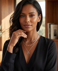 14K Gold Plated Layered Necklace Set Women – Stackable Trendy Chains