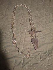 Plunder Design Bird & Heart Pendant Necklace “Believe You Can” Silver/Yellow 35″