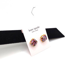 Kate Spade New York Small Square Stud Earrings – Multi Glitter/ Gold Tone