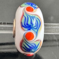 TROLLBEADS OOAK Beautiful UniqueOpaque white base bead