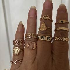 11-Piece Mixed Style Fashion Ring Set – Trendy Stackable Rings