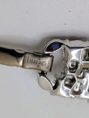 Vintage Lisner Silver Tone Pink Leave A B Rhinestones Bracelet 7″