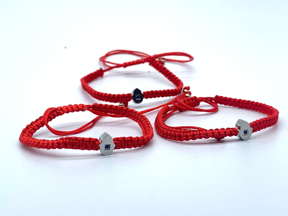 Pack of 3 Plated Braided Bracelet Stainless Steel Color Red Hand Fortune Gift