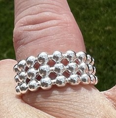 3 Tier Bubble Ball Ring Open Size No Silver Stamp? Selling As Costume Jewellery!