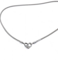 NEW 100% Authentic PANDORA 925 Silver Heart Studded Chain Necklace 392451C00
