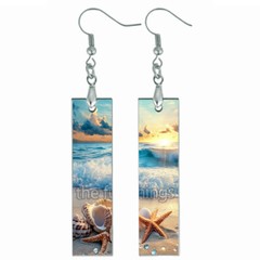 Nautical Ocean Starfish Seashells Coastal Tropical Beach Dangle Bar Earrings