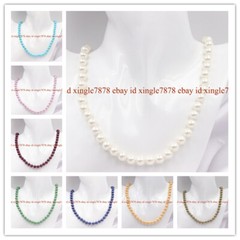 Natural 8MM 10MM 12MM South Sea Shell Pearl Round Beads Necklace 20″