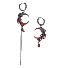 Gothic Red Moon Drop Earrings for Women – Neo-Gothic Asymmetrical Design B50