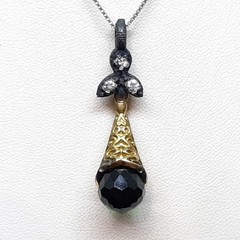 3.59ctw Chrome Diopside & White Sapphire 14K Yellow Gold Silver Pendant 4.3g