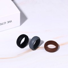 3pcs Medical Grade Silicone Wedding Ring Men Flex Fit Sport Rubber Band Sz#8-14