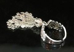 18k White Gold Plated Haute Couture Fringe Tassel Ring made w Swarovski Crystal
