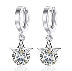 925 Sterling Silver Earrings Star Drop Hoop style