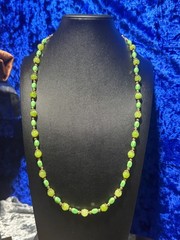 Peridot Stone & Porcelain Plated Crystal Column Beaded Gold Plated Necklace 26+