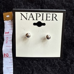 Napier Silvertone Post Earrings For Pierced Ears NEW NEVER WORN