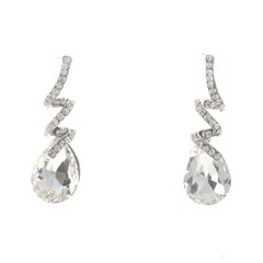 Silver Tone Alloy Metal Crystal Rhinestone Drop Post Earrings ER2617-SCL