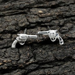 925 Sterling Silver Gun Shape Stud Earring Punk Gothic Unisex Minimal Jewelry