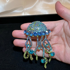 1pc Shiny Jellyfish Brooch for Women Two Color Sparkling Ocean Animal Brooch