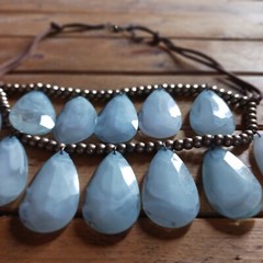 Large Teardrop Pendant Statement Necklace 18 inches