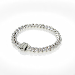 AUTHENTIC PANDORA S925 ALE TIMELESS PAVÉ CUBAN BRACELET 593008C01, 7.9 in